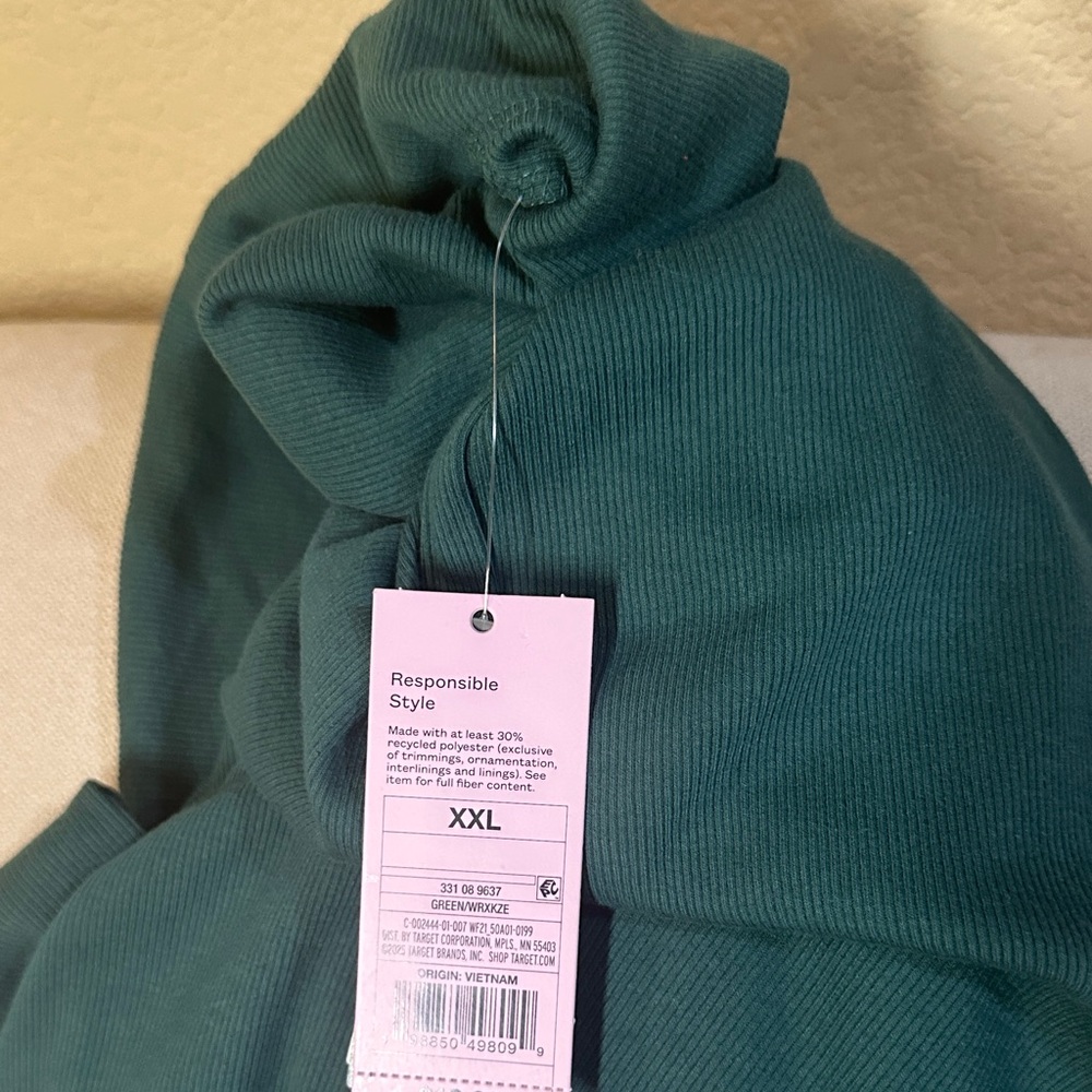 Wild Fable Teal Green Off-Shoulder Ribbed Long Sleeve Dress Size XXL New - Picture 4 of 4